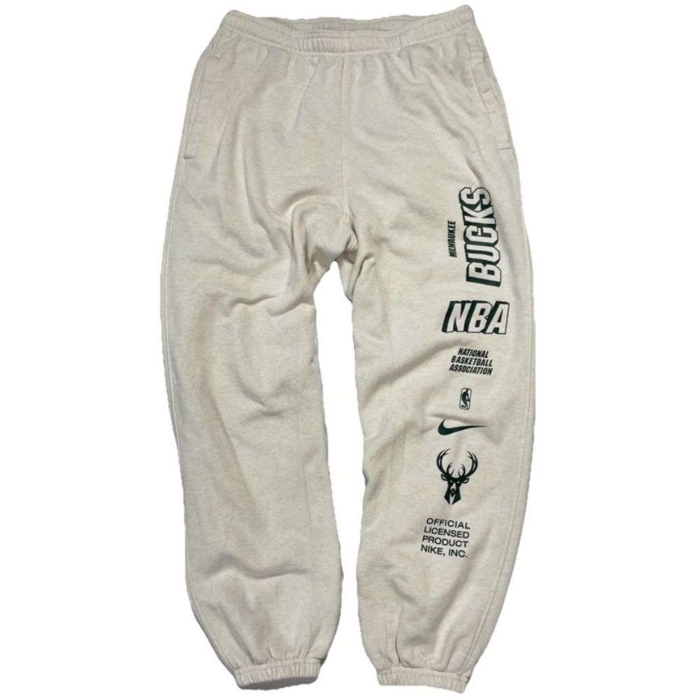 Milwaukee Bucks Nike Joggers Men's Size‎ L Oatmeal Heather Sweatpants Basketball